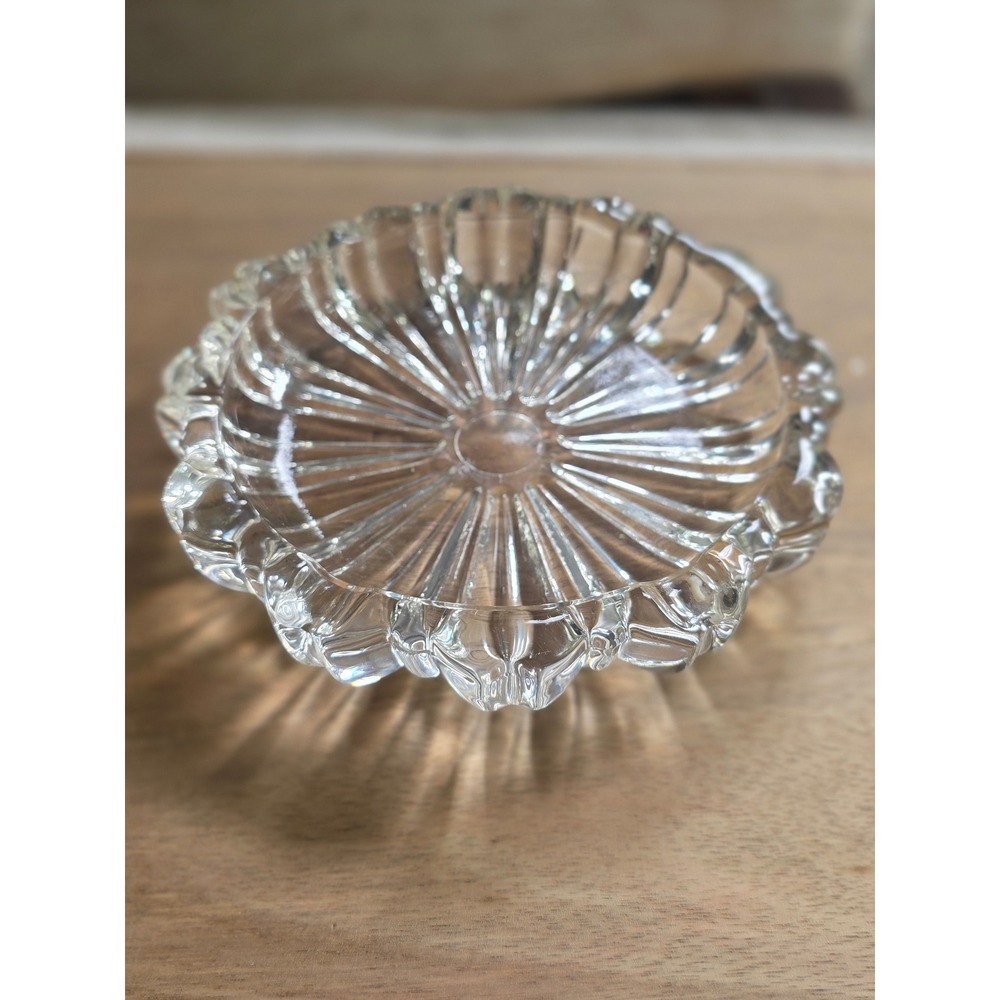 Vintage Frostoria Glass Sunburst Ashtray Scalloped Edge Mid Century Modern